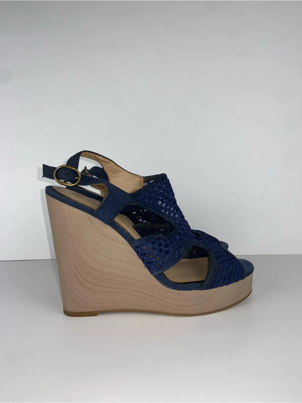 Navy Woven Slingback Wedge Sandals Lucky Brand Size 8